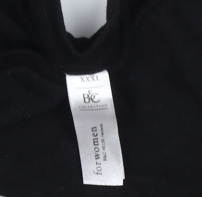 Close-up detail of B&C Collection Women's Black Graphic T-Shirt - 3XL