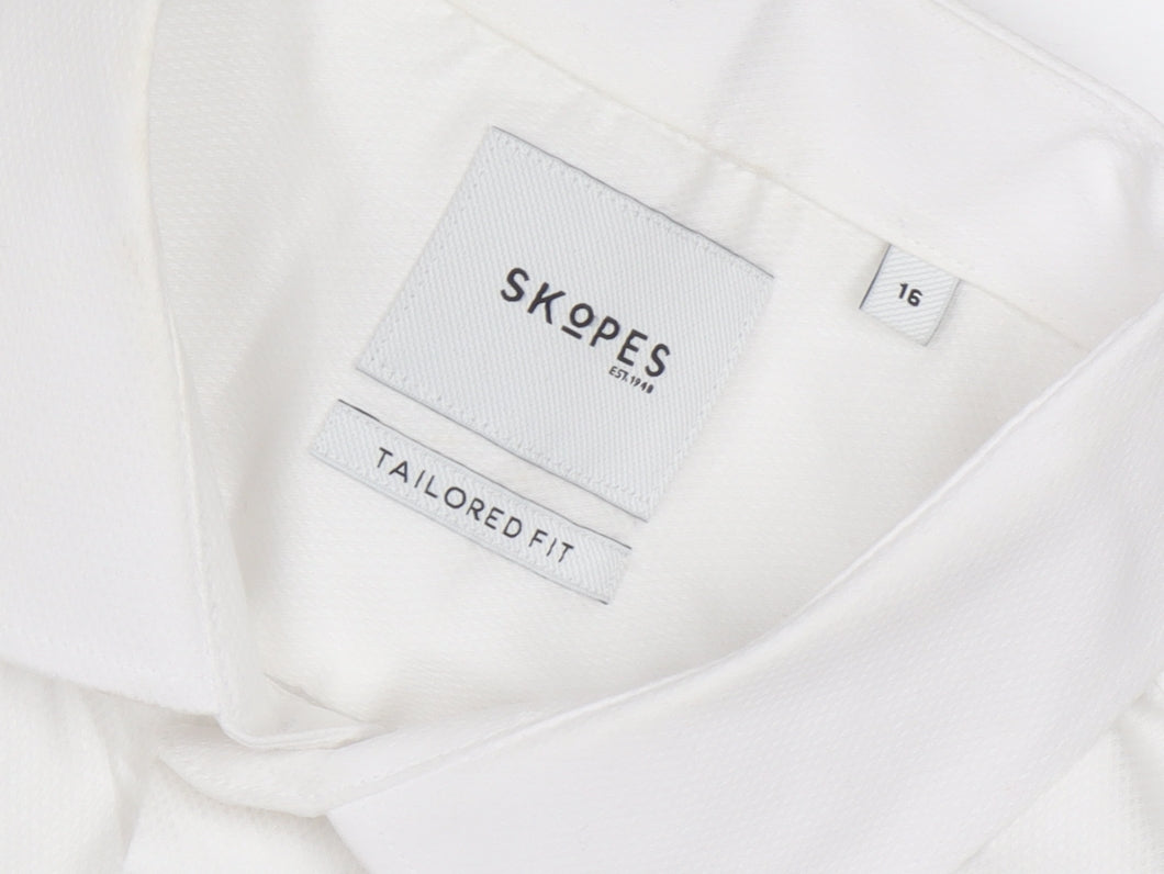 Skopes Men's White Slim Fit Dress Shirt 16