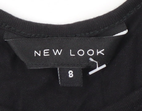 New Look Women's Black Floral 8 Cold Shoulder T-Shirt