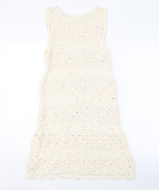 ZARA Women's Ivory Knit Sleeveless Dress Size 8