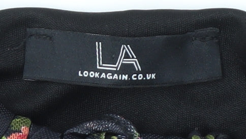 LOOKAGAIN.CO.UK Women's Black Floral Tunic Blouse Size 12