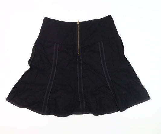 Next Women's Black Size 8 Linen Blend Skirt