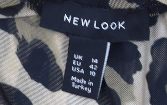 New Look Women's Multicoloured Animal Print Top UK 14