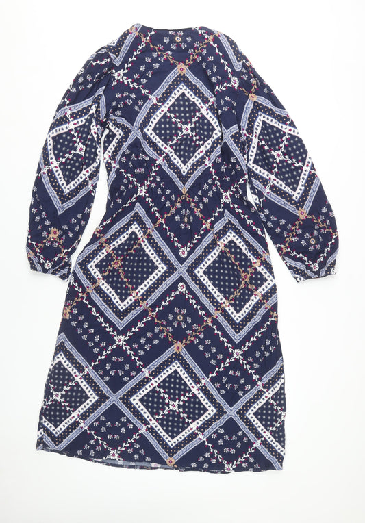 Marks and Spencer Women's Blue Geometric Dress Size 12