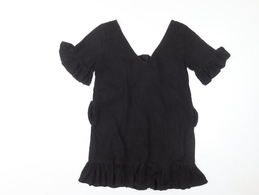 ASOS Women's Black Dress Size 10 with Ruffle Accent