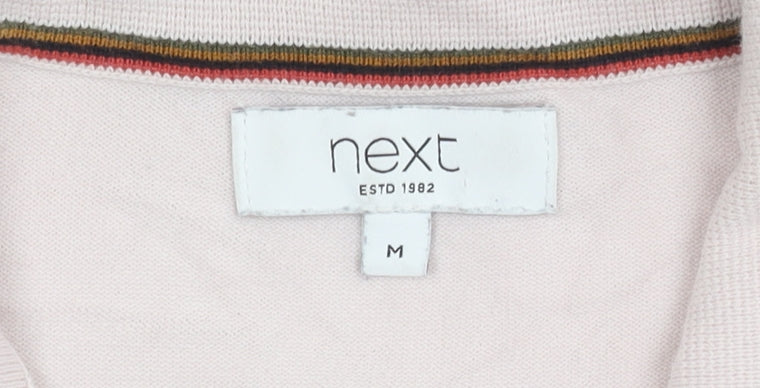 Next Men's Pink Medium Polo Shirt, Cotton Blend