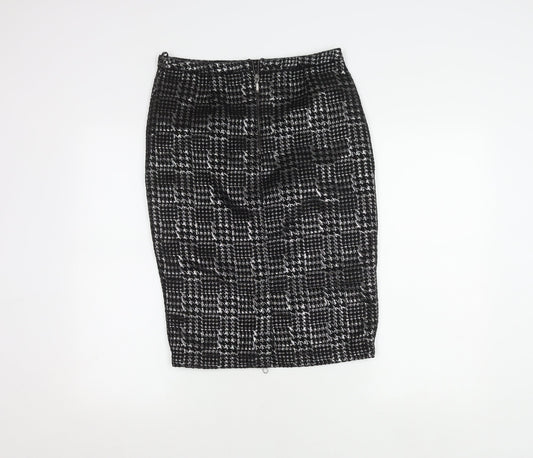 M&Co Women's Black Check Pencil Skirt Size 10