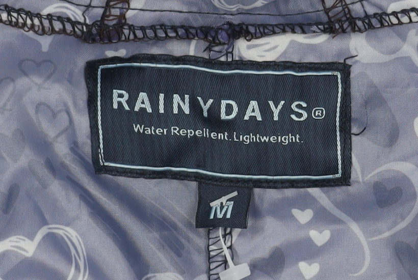 RAINY DAYS Women's Blue Heart Rain Coat - M, Lightweight, Hooded