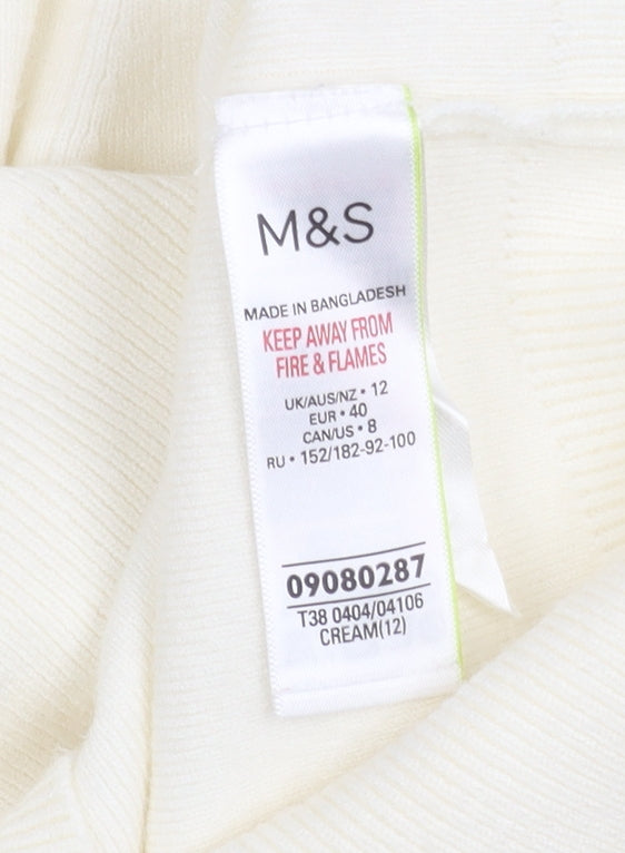 Womens UK Size 12 Marks and Spencer Ivory Basic Button-Up
