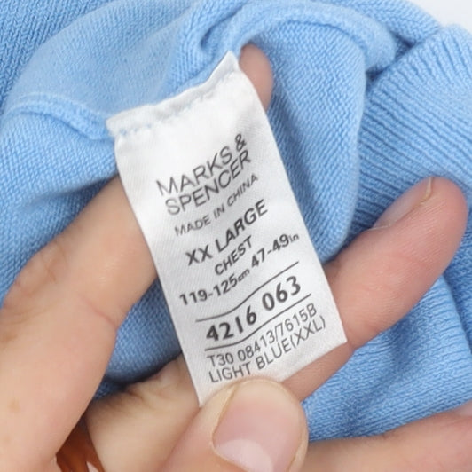 Marks and Spencer Blue V-Neck Men's Pullover XL Jumper
