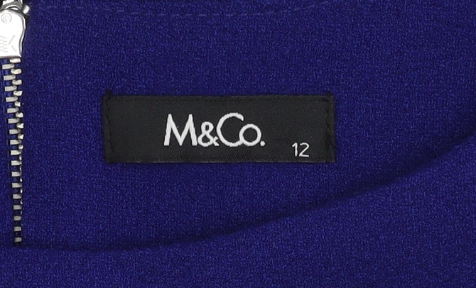 M&Co. Women's Blue Size 12 Knit 3/4 Sleeve Dress