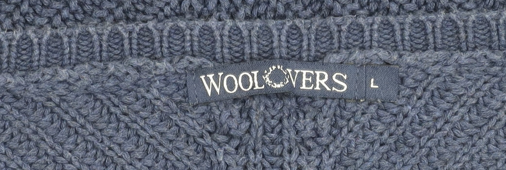 WoolOvers Men's Blue Wool V-Neck Vest - Large