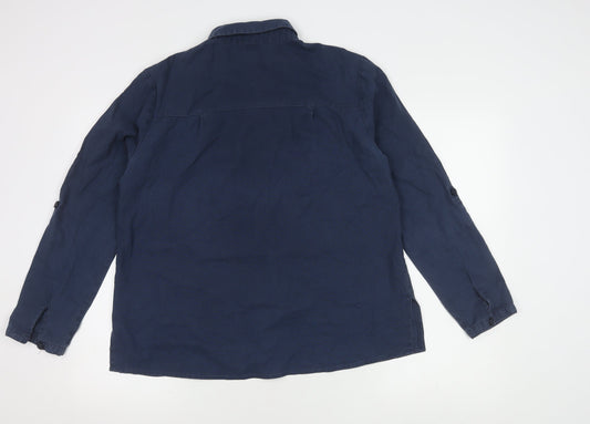 Damart Women's Blue Button-Up Shirt, Size 12