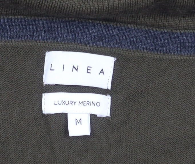 Linea Men's Green V-Neck Wool Pullover Jumper M