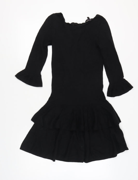 Additional front view of Coast Black Dress - UK 8, Long Sleeve, Elegant Style