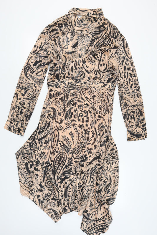 Topshop Womens Long Sleeve Paisley Dress