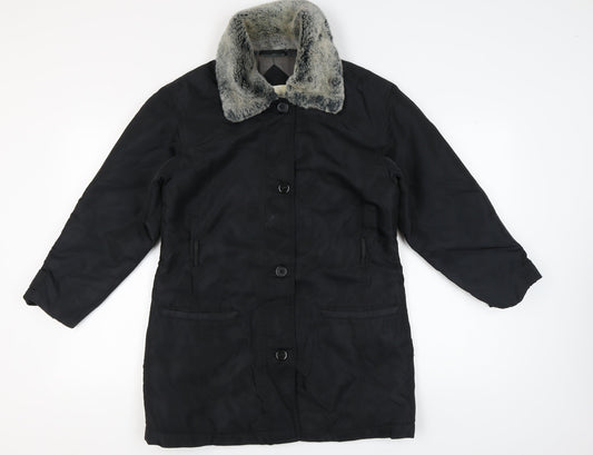 Womens UK Size 12 Dorothy Perkins Black Overcoat