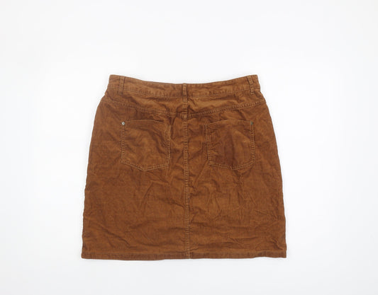 Marks and Spencer Corduroy Skirt, Brown, Size 14