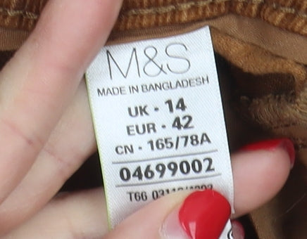 Marks and Spencer Corduroy Skirt, Brown, Size 14
