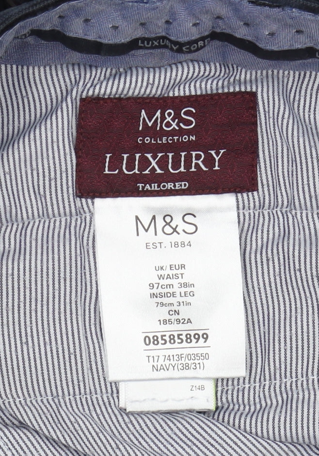 Marks and Spencer Men's Navy Corduroy Trousers 38/31