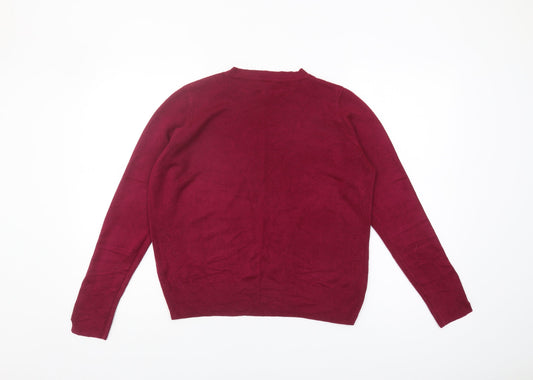 Womens UK Size 12 M&Co Red Pullover Jumper