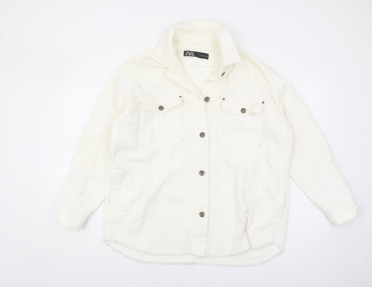 Womens UK Size S Zara Ivory Basic Jacket