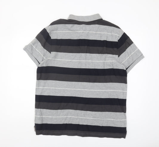 Nike Men's Grey Striped Polo Shirt XL Cotton Casual