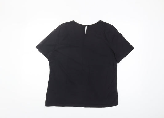 Laura Ashley Women's Black Blouse, Size 14, Classic Style