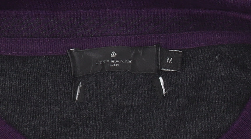 Jeff Banks Men's Purple V-Neck Cotton Jumper Medium