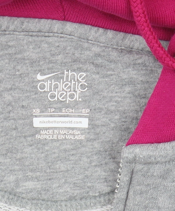 Nike Women's Grey Pink XS Full Zip Hoodie Activewear