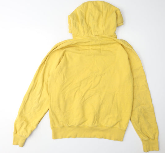 Mens UK Size L Crosshatch Yellow Pullover Hoodie