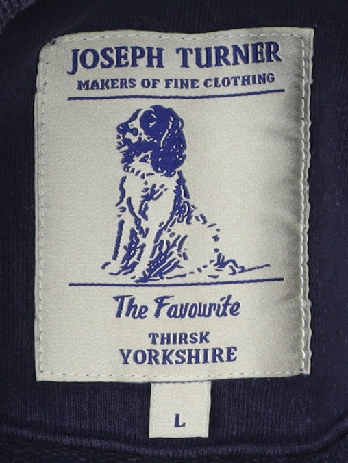 Joseph Turner Blue Henley Sweatshirt Men Large