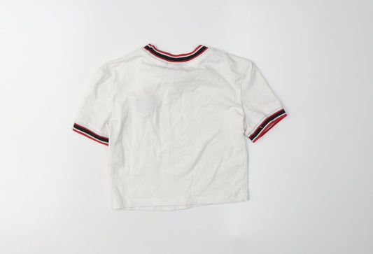 Bershka Disney Ringer T-Shirt, Unisex Adults, White, S