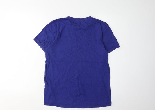 Police Men's Blue S T-Shirt, Short Sleeve, Logo Accent