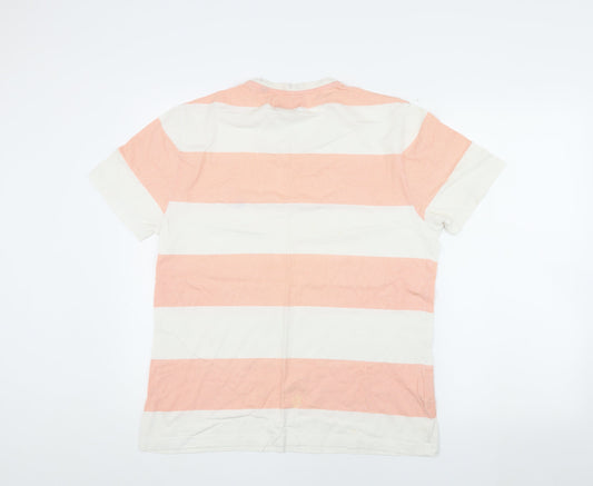 Penguin Men's XL Pink Striped T-Shirt, Crew Neck