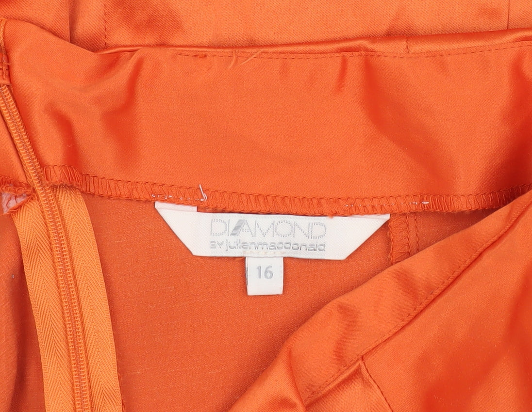 Diamond by Julien Macdonald Orange One Shoulder Dress Women Size 16