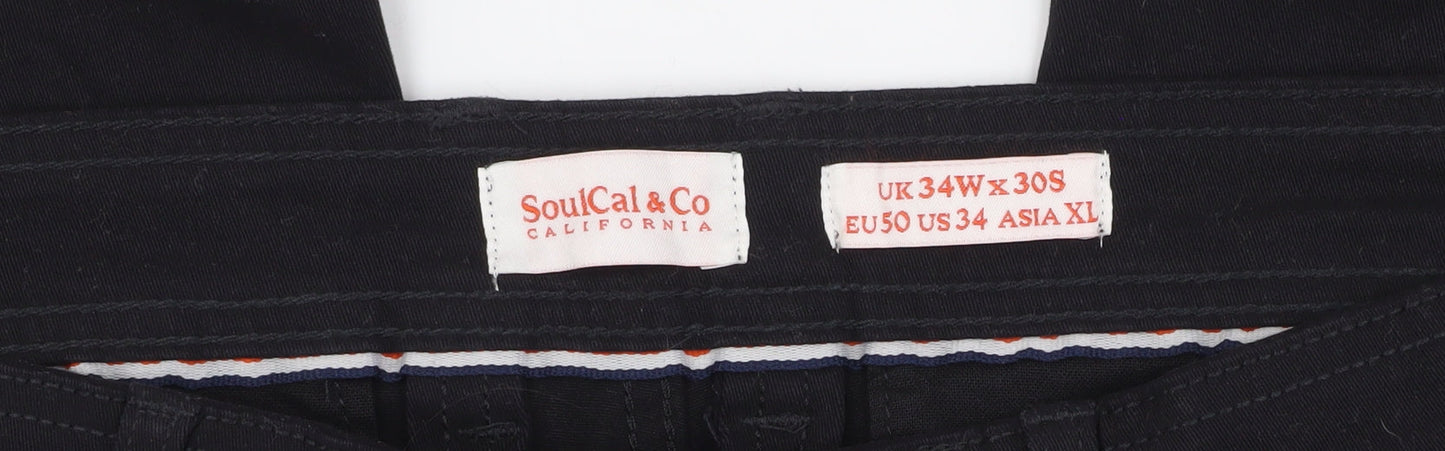 SoulCal & Co Men's Black Regular Fit Trousers - 34