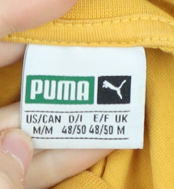 Puma Men's Yellow Medium Crew Neck Cotton T-Shirt