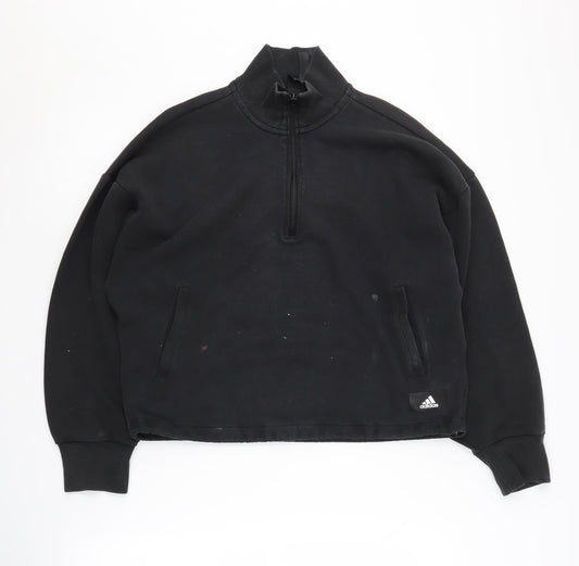 Additional front view of Adidas Women's Black Sweatshirt S Long Sleeve Zip