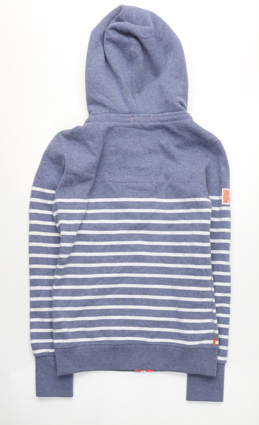 Superdry Women's XS Blue Striped Full Zip Hoodie