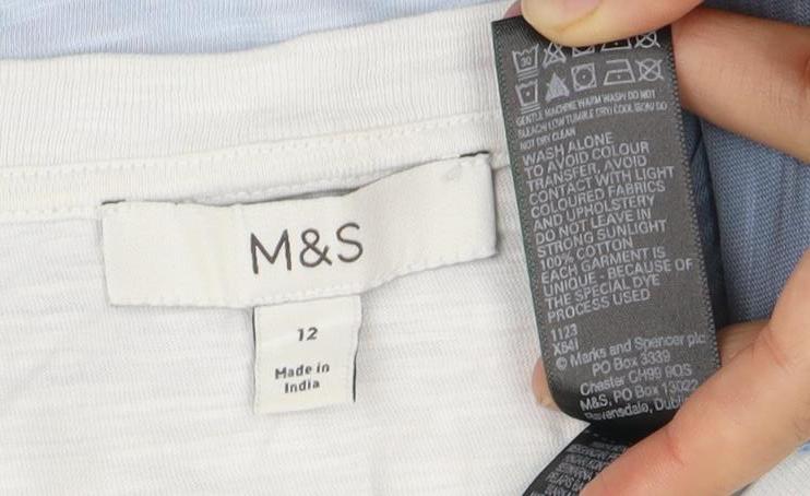 Womens UK Size 12 Marks and Spencer Blue Basic T-Shirt