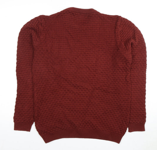 Next Men's Red Waffle-Knit Pullover Jumper, Medium