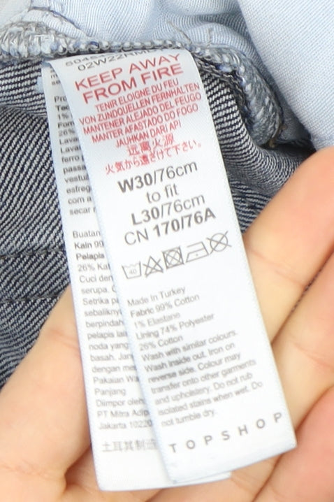 Topshop Womens Blue Straight Jeans, Size 30, 5-Pocket Design