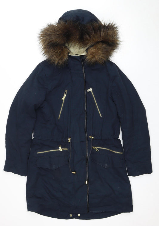 Womens UK Size 10 Warehouse Blue Parka Coat