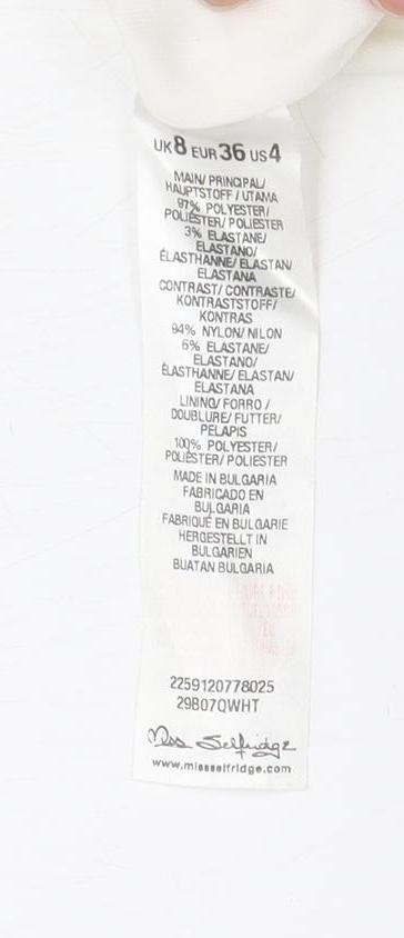 Miss Selfridge Women's Ivory Sheath Dress V-Neck Size 8