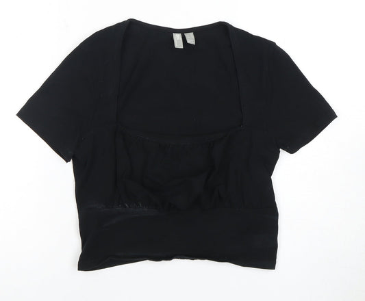 Womens UK Size 12 ASOS Design Black Cropped T-Shirt