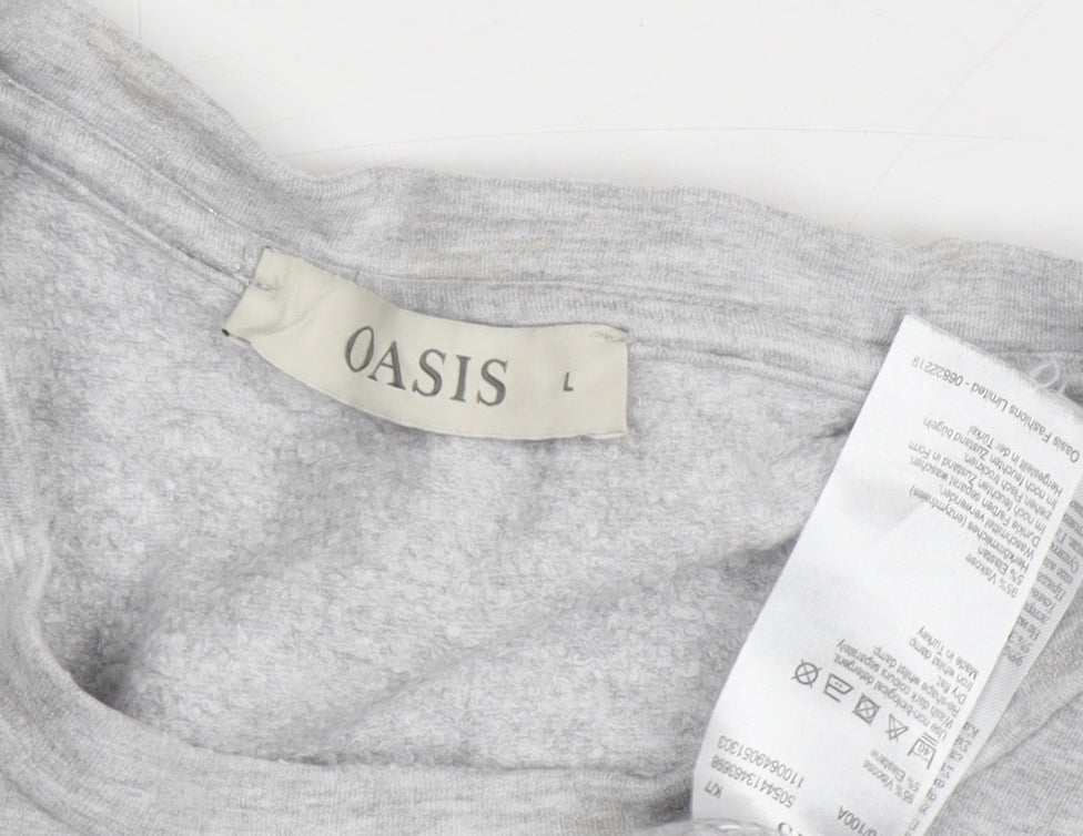 Oasis Women's Grey L Pullover Sweatshirt - Casual & Chic