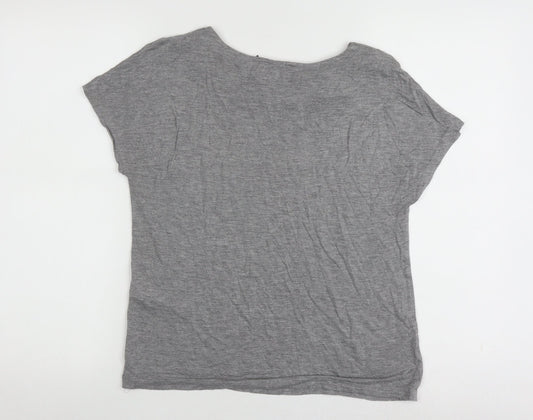 Womens UK Size 8 Warehouse Grey Basic T-Shirt