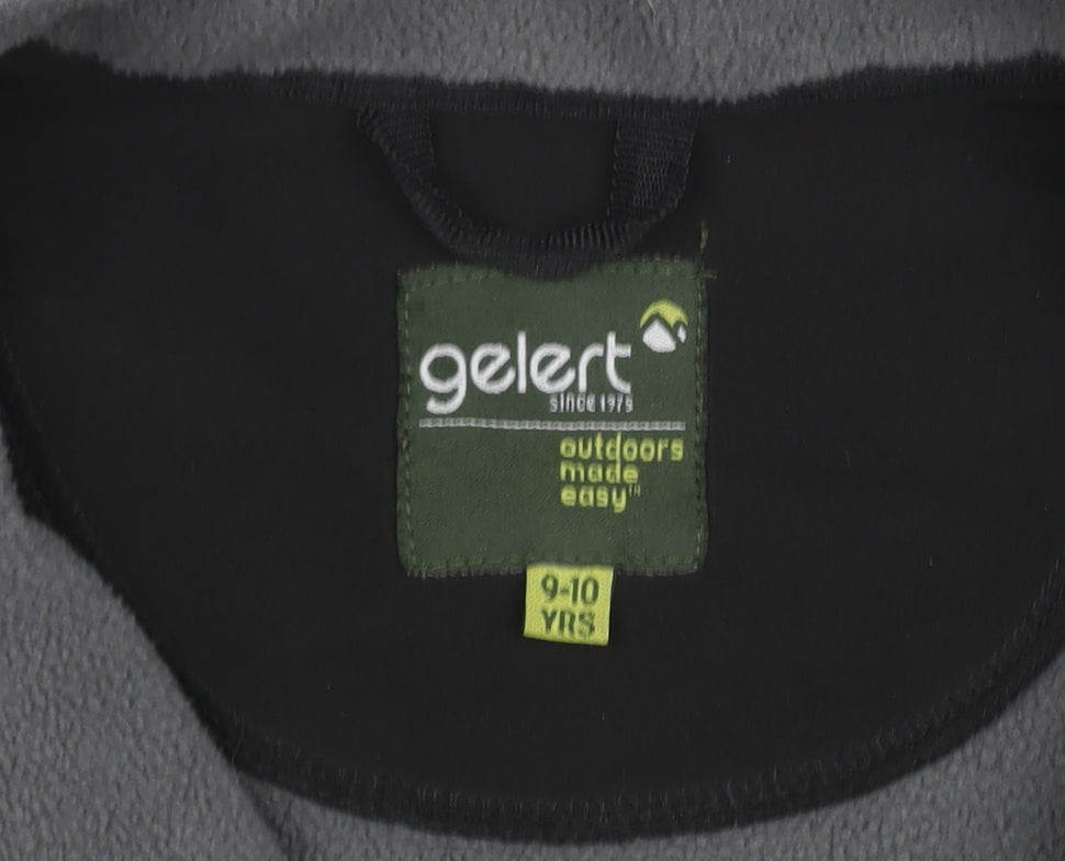 Close-up detail of Gelert boys’ black soft shell jacket 9-10 years