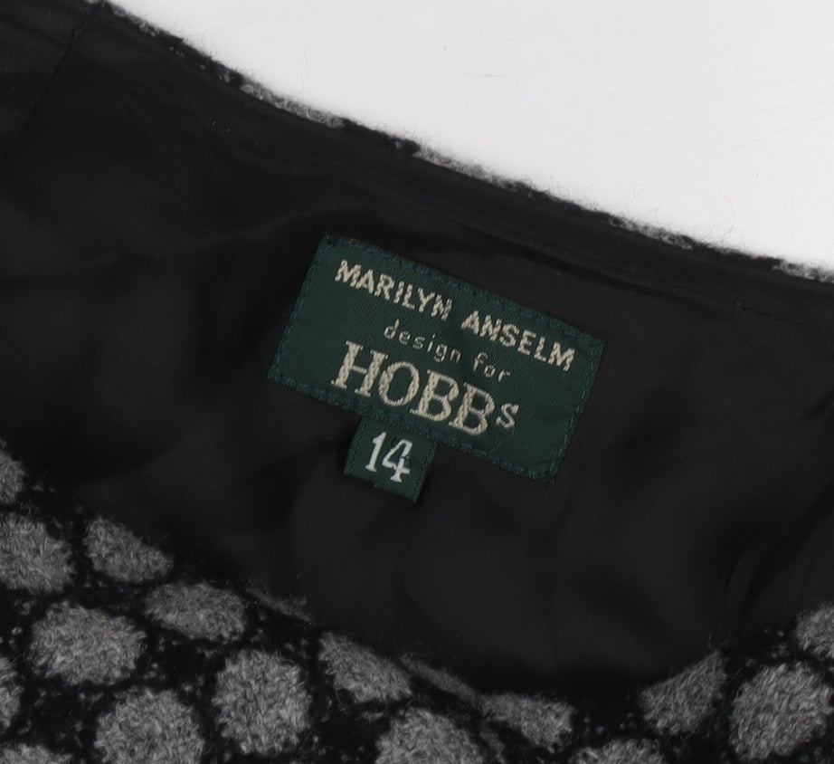 Hobbs Women's Black Wool A-Line Polka Dot Skirt, Size 14